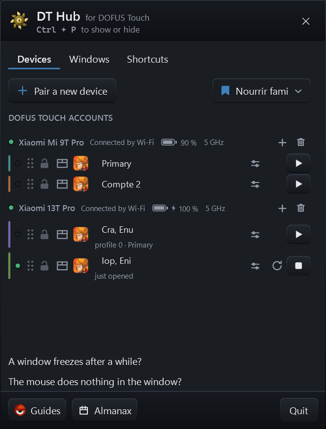 The panel, two phones and their four accounts